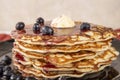 Homemade blueberry pancakes,flapjacks